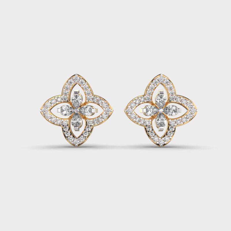 Pear Blossom Diamond Studs – View 1
