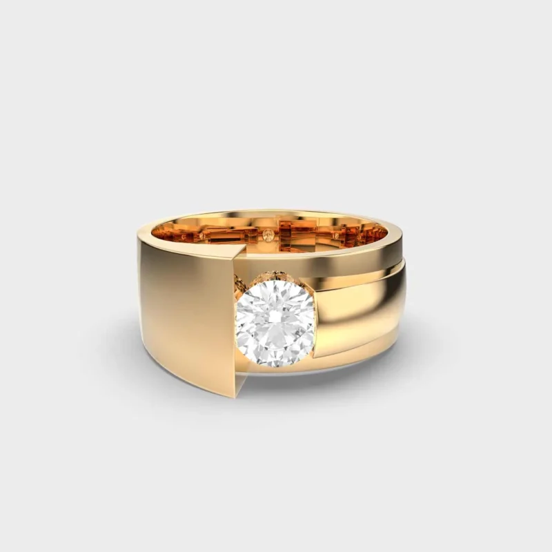 Pinnacle 1 Carat Solitaire Men’s Band Ring – View 1