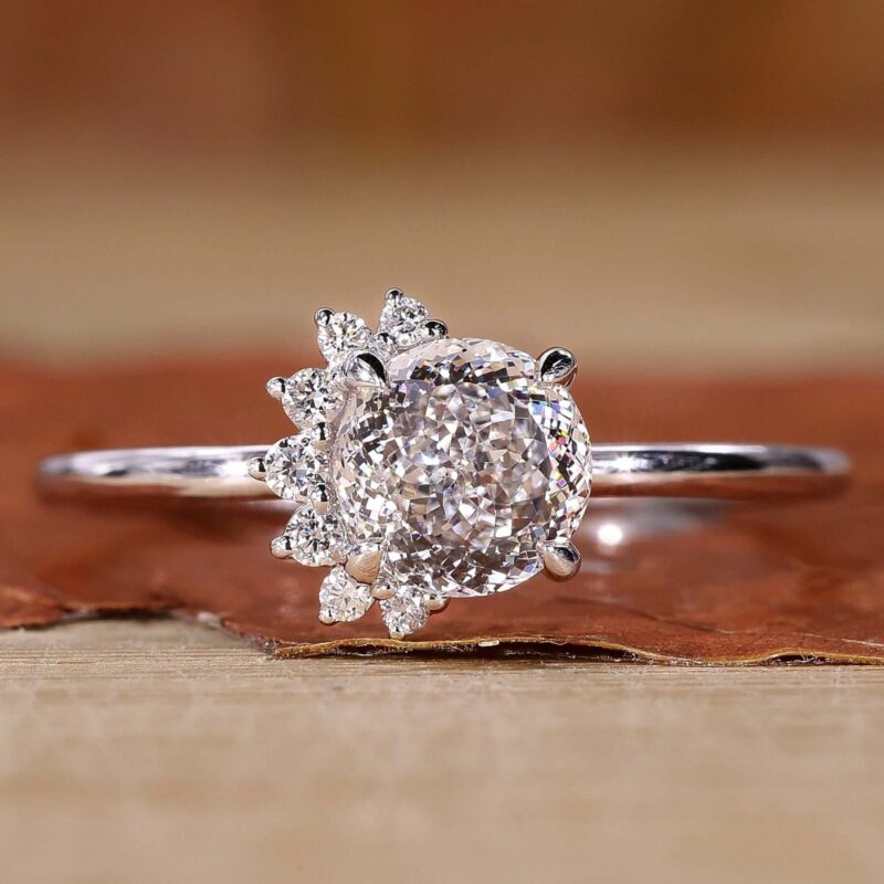 Portuguese Cut Cluster Diamond Ring for Her – View 1