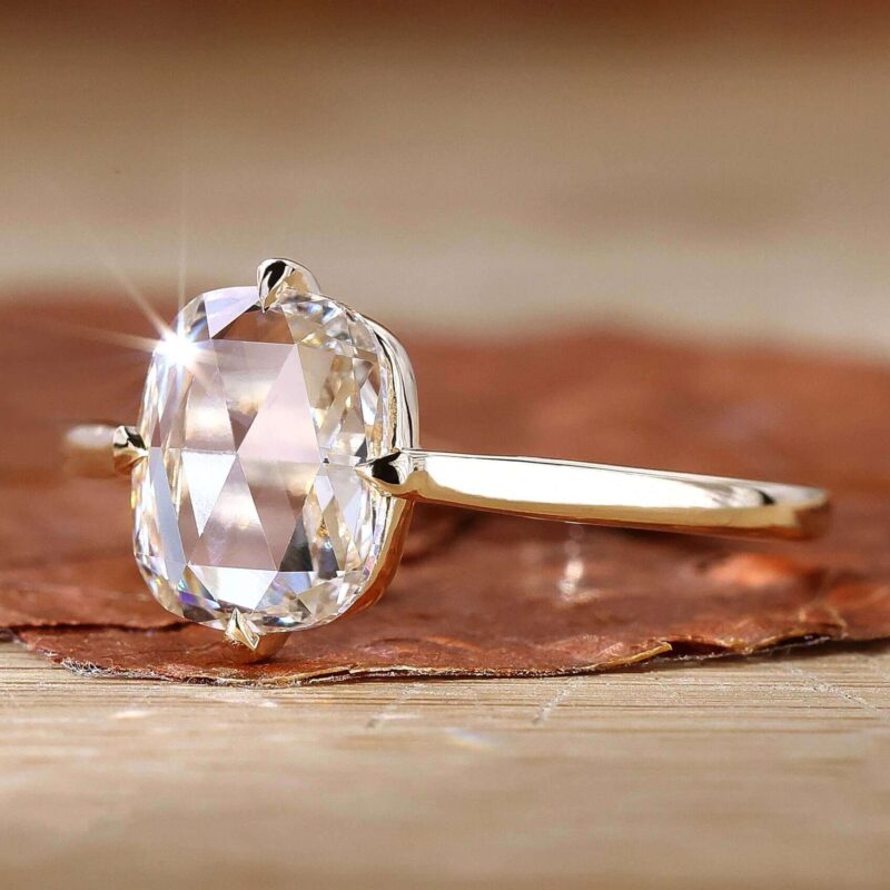 Radiance Cushion Solitaire Rose Cut Ring – View 1