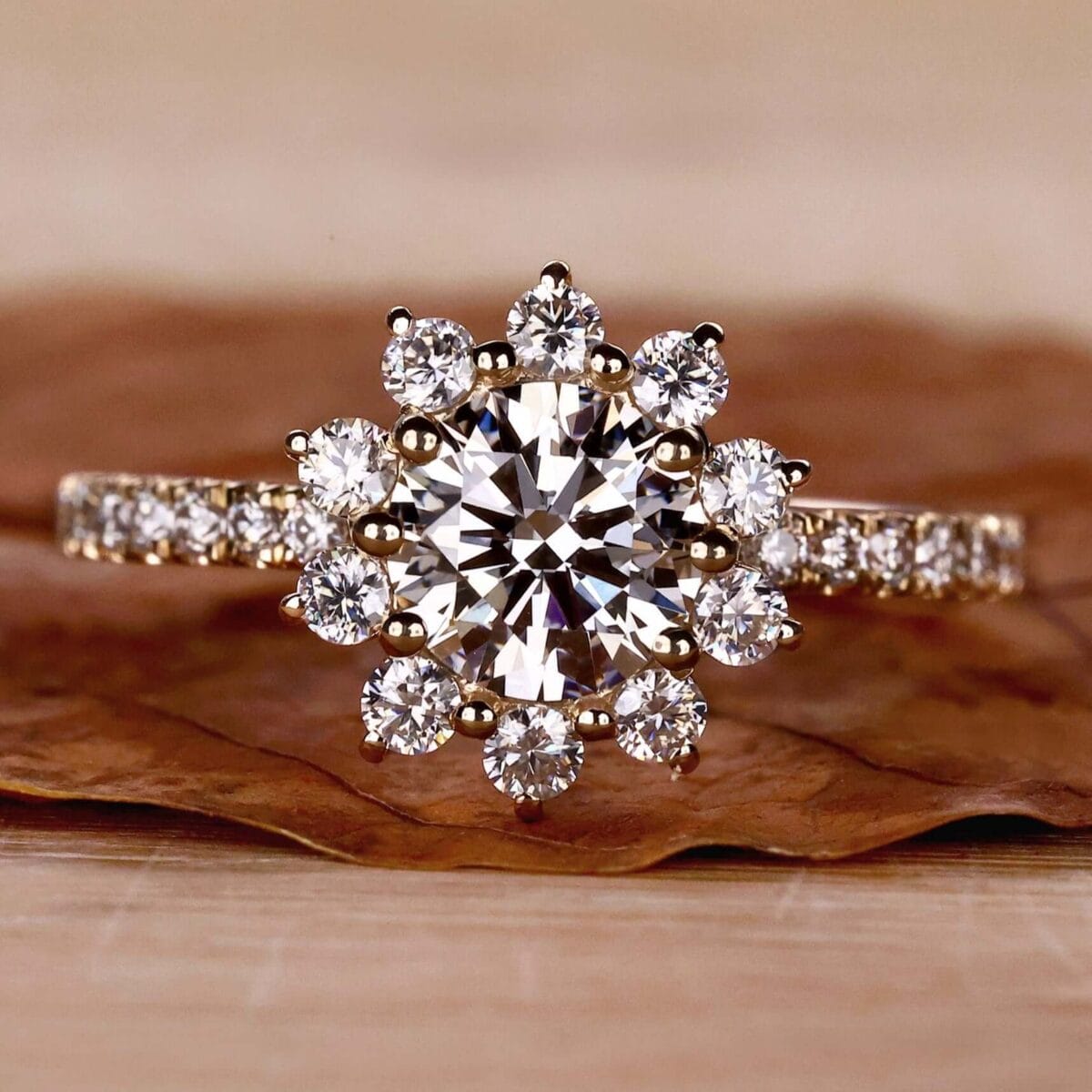 Radiant Cluster Halo Engagement Ring – View 1