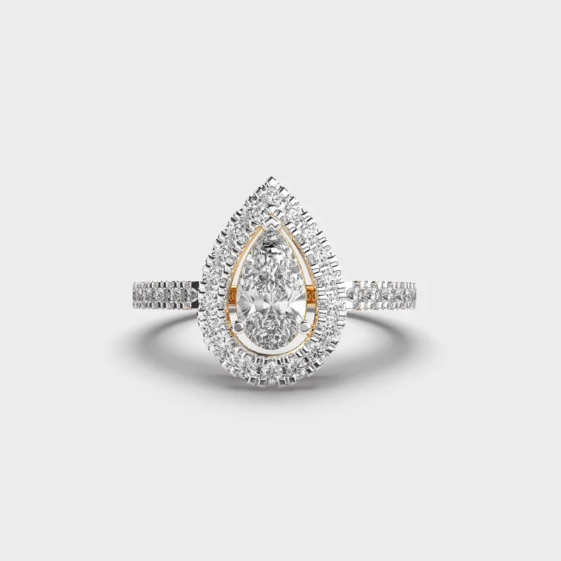 Regal Halo Pear Diamond Ring – View 1