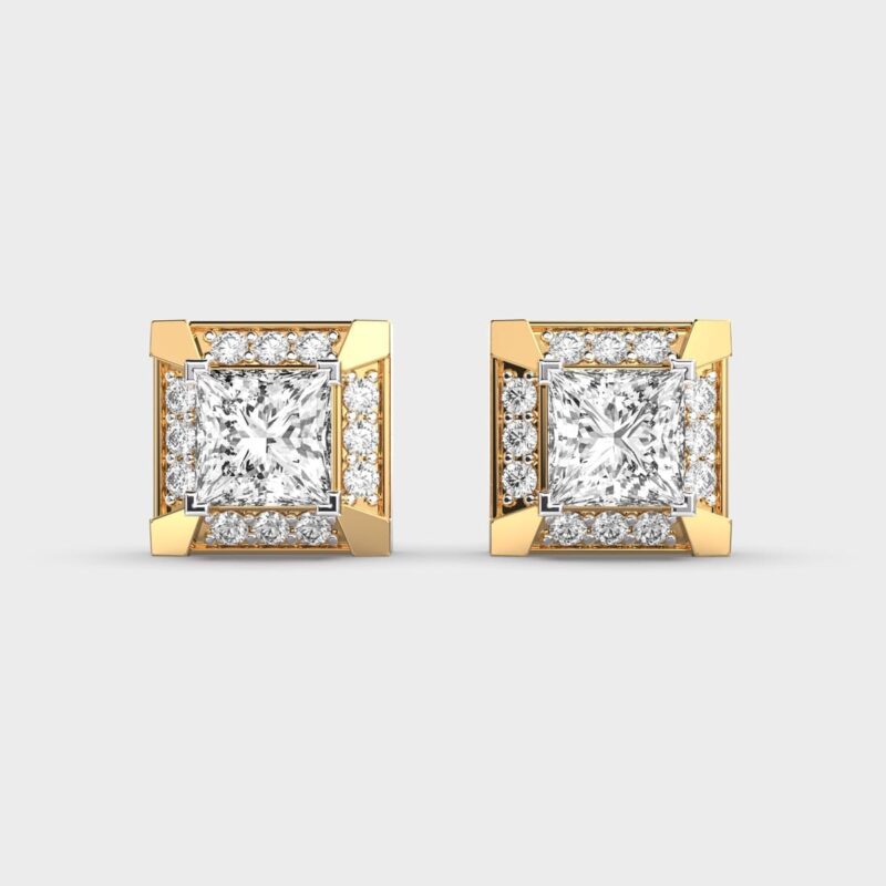 Sophisticated Princess Diamond Studs – View 1
