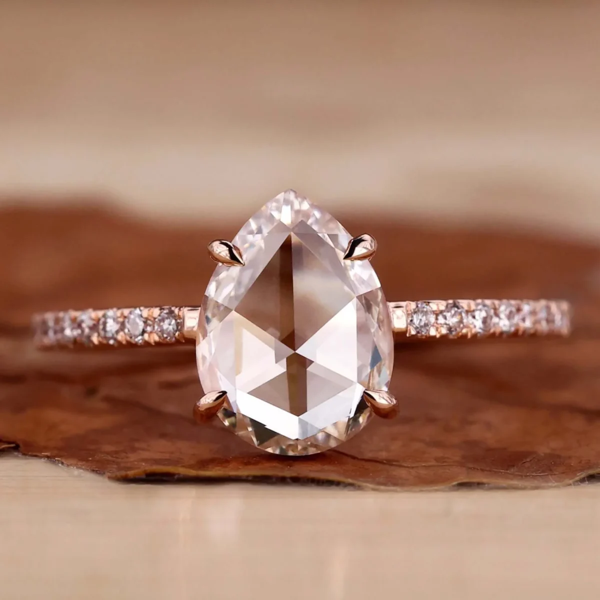 Starlight Pear Pave Rose Cut Ring – View 1