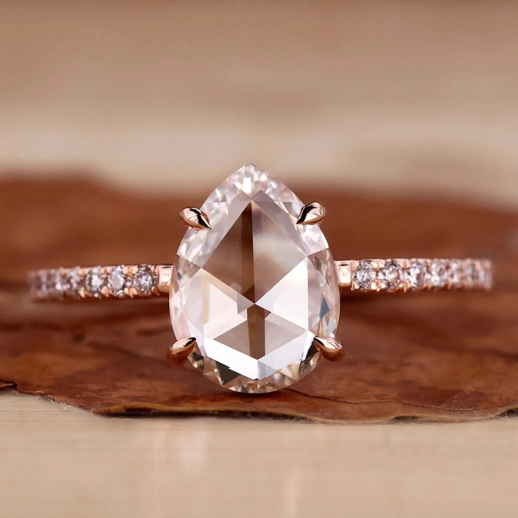 Starlight Pear Pave Rose Cut Ring – View 1