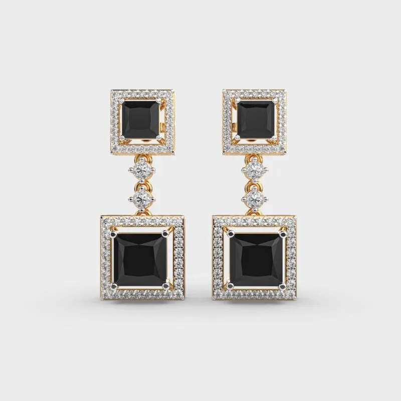Diamond Princess Black Drop Earrings 18K Gold 4.28ct – View 6