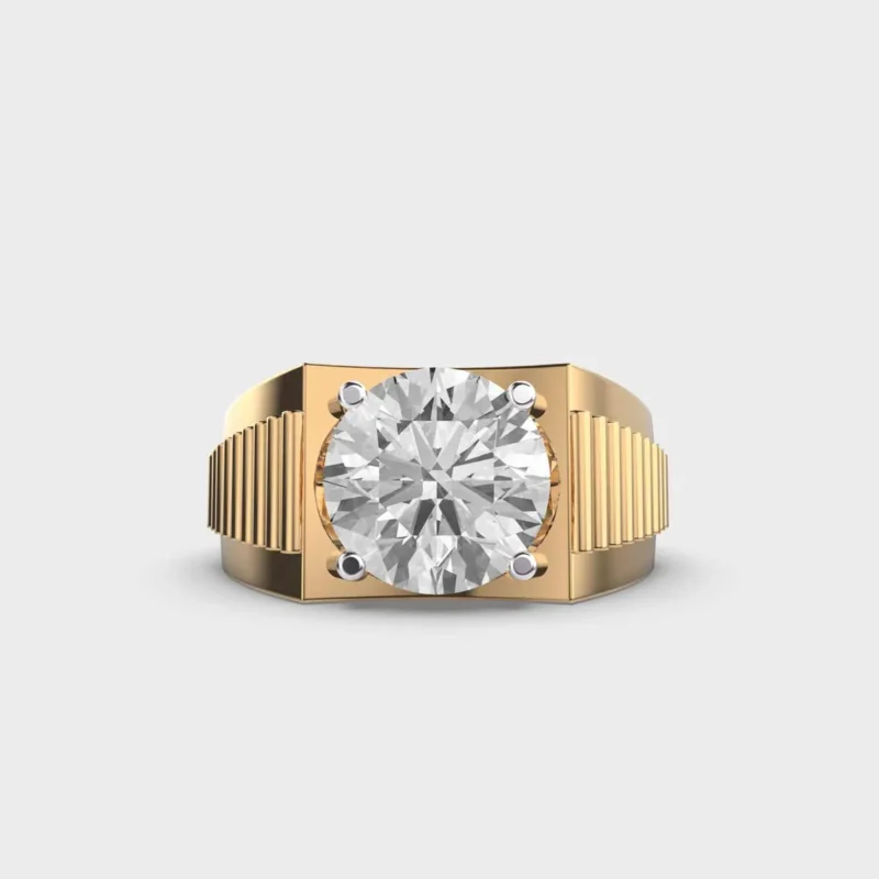 Three Carat Flute Solitaire Band Ring – View 1