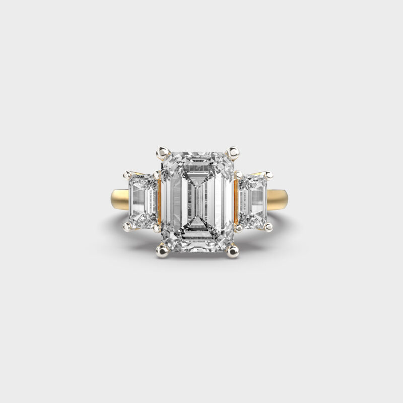 Tri-Elegance Emerald Diamond Ring – View 1