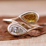 Twilight Romance 1.5 Carat Pear Cut White (DEF) Halo Diamond Ring Twilight Romance 1.44 CT Yellow and D Color Diamond Ring – View 1