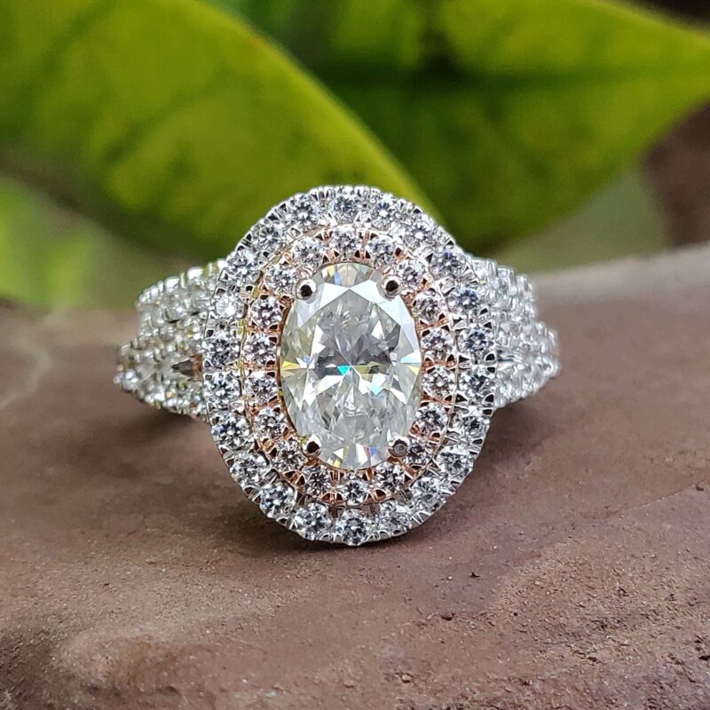 1.59 CT Halo Embrace Oval Bridal Set – View 1