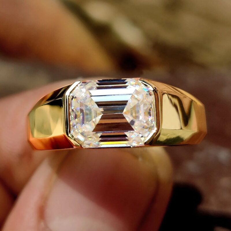 2.37 CT Sleek Emerald Glow Half Bezel Ring – View 1