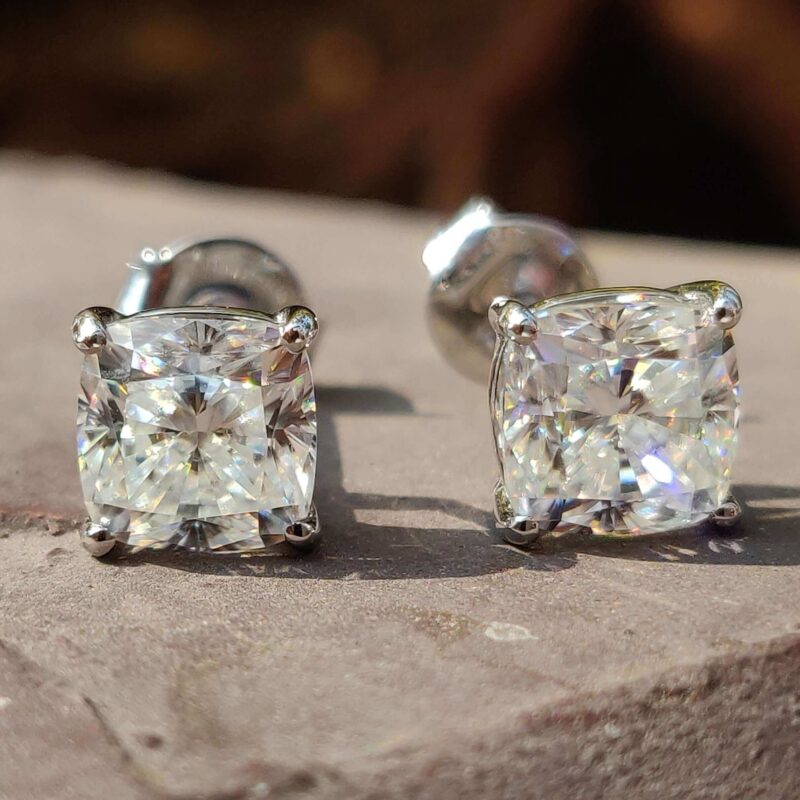 Pristine Cushion Glow Stud Earrings – 6.50 MM – View 1