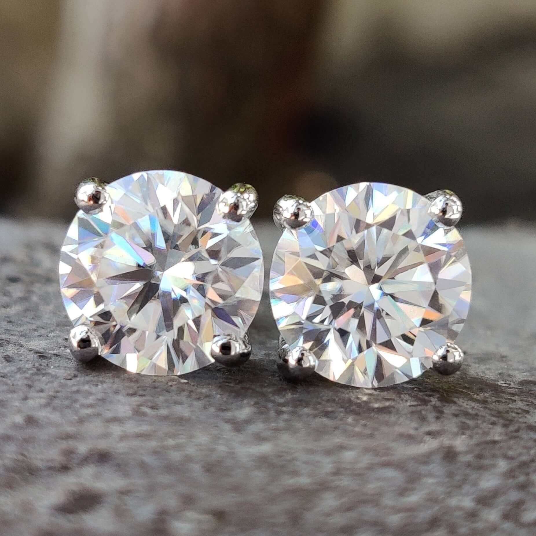 Brilliant Eternity Round Stud Earrings – 3.64 TCW – View 1