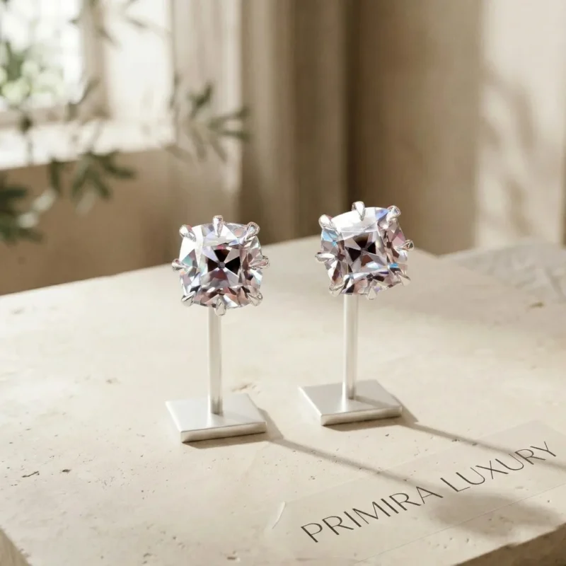 Heirloom Glow 2 Carat Cushion Moissanite Stud Earrings