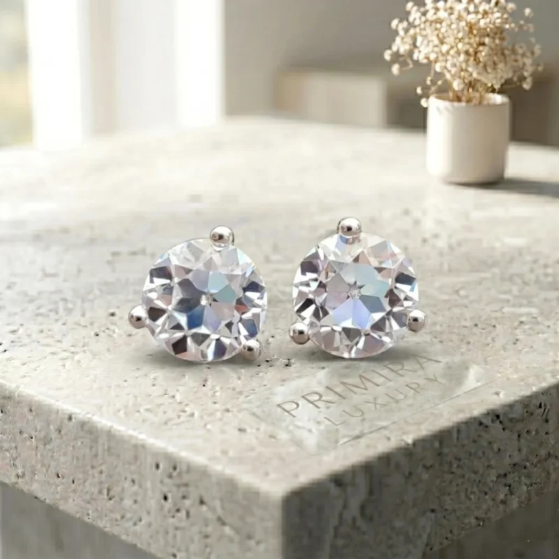 Martini Glow 2 Carat Round Moissanite Solitaire Earrings