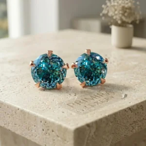 Hand-Cut Moissanite Portuguese Cut Studs 14K Rose Gold 4.12 CTW