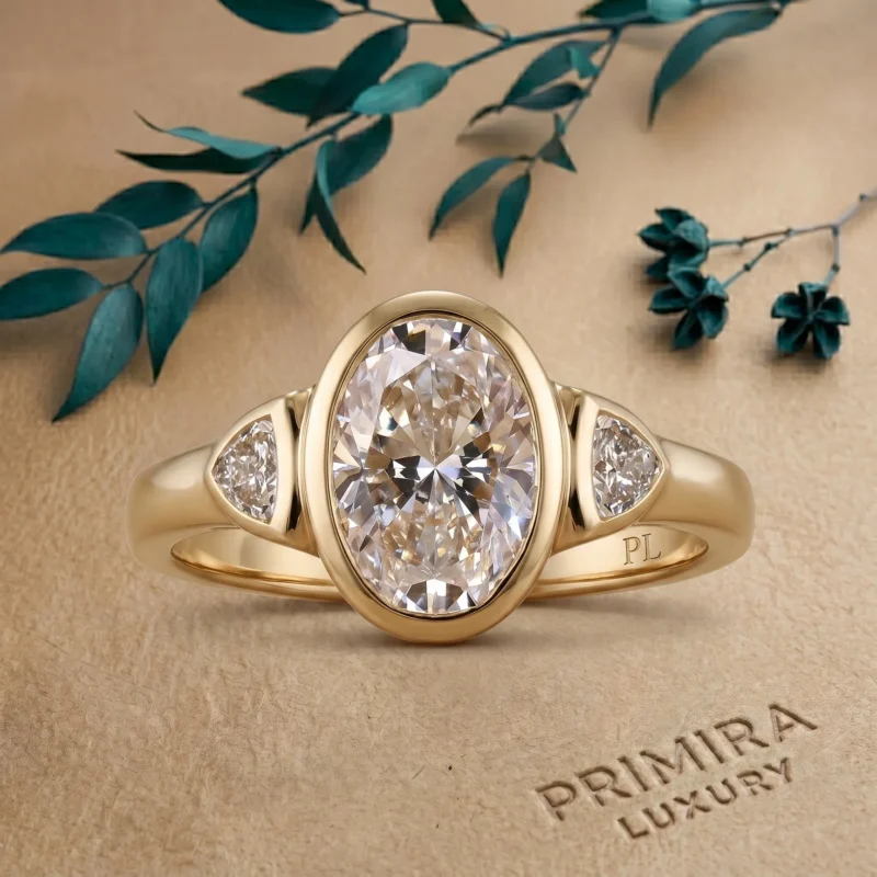 Dewdrop Radiance 2 Carat Oval White Three Stone Ring