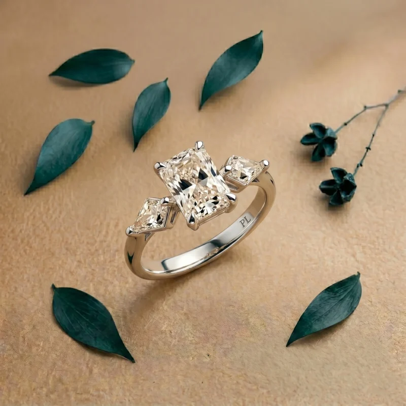 Brilliance Trilogy 1.5 Carat Radiant Cut White Three Stone Ring