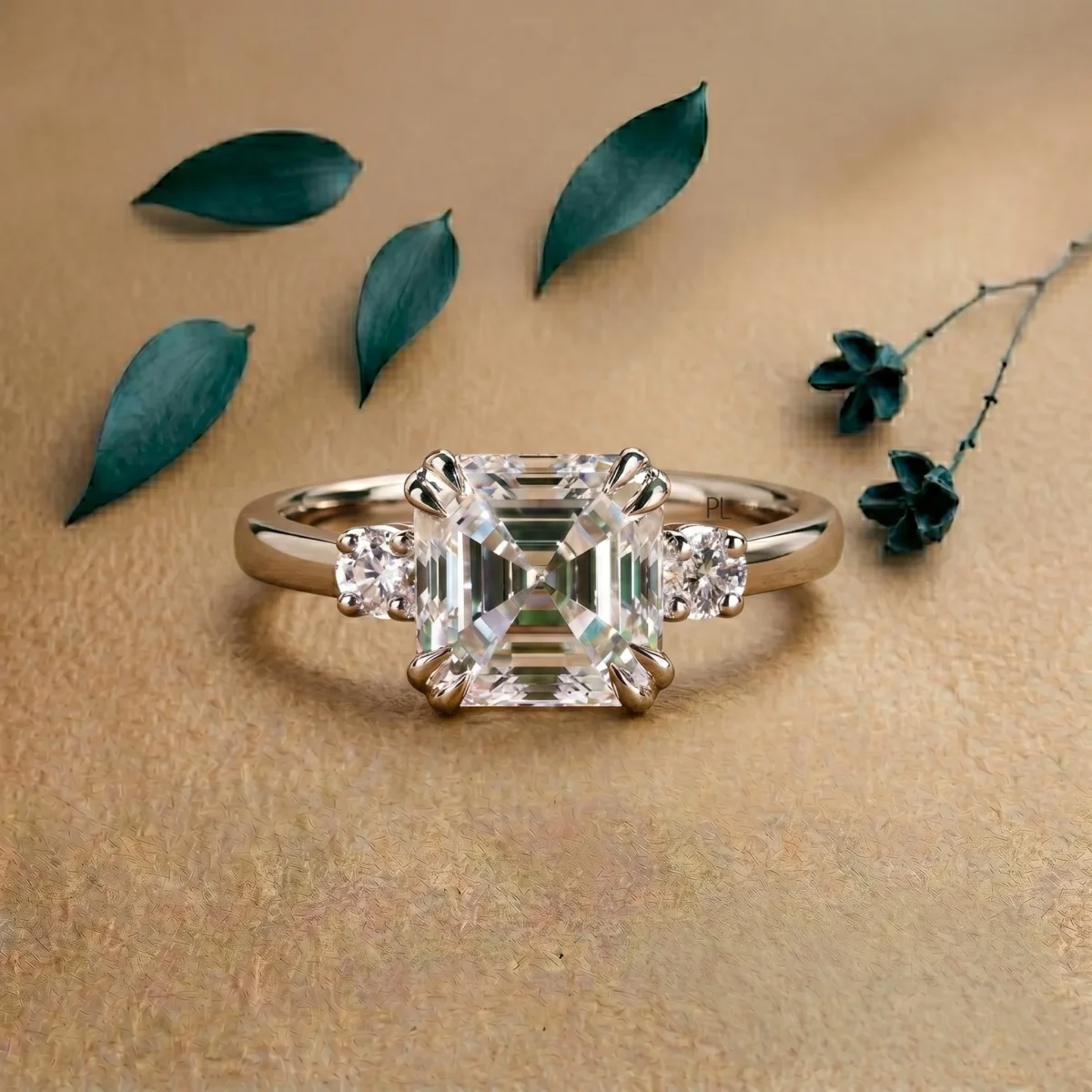 rng-3st-lgd-24-dr28 (1) Luxe Oval Radiance 1 Carat Asscher Cut White Three Stone Ring Online | Primira Luxury