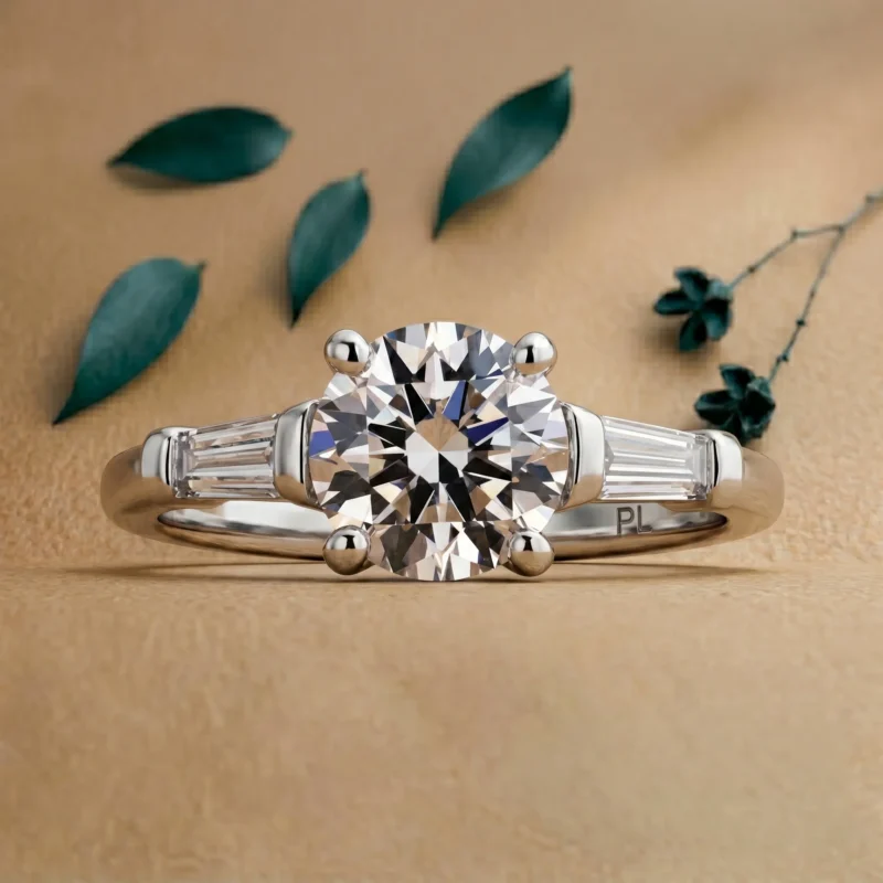 1.5 Carat Round Cut White Diamond Three Stone Engagement Ring