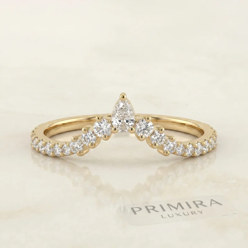 Vera Elegance 0.5 Carat Pear White Diamond Chevron Band