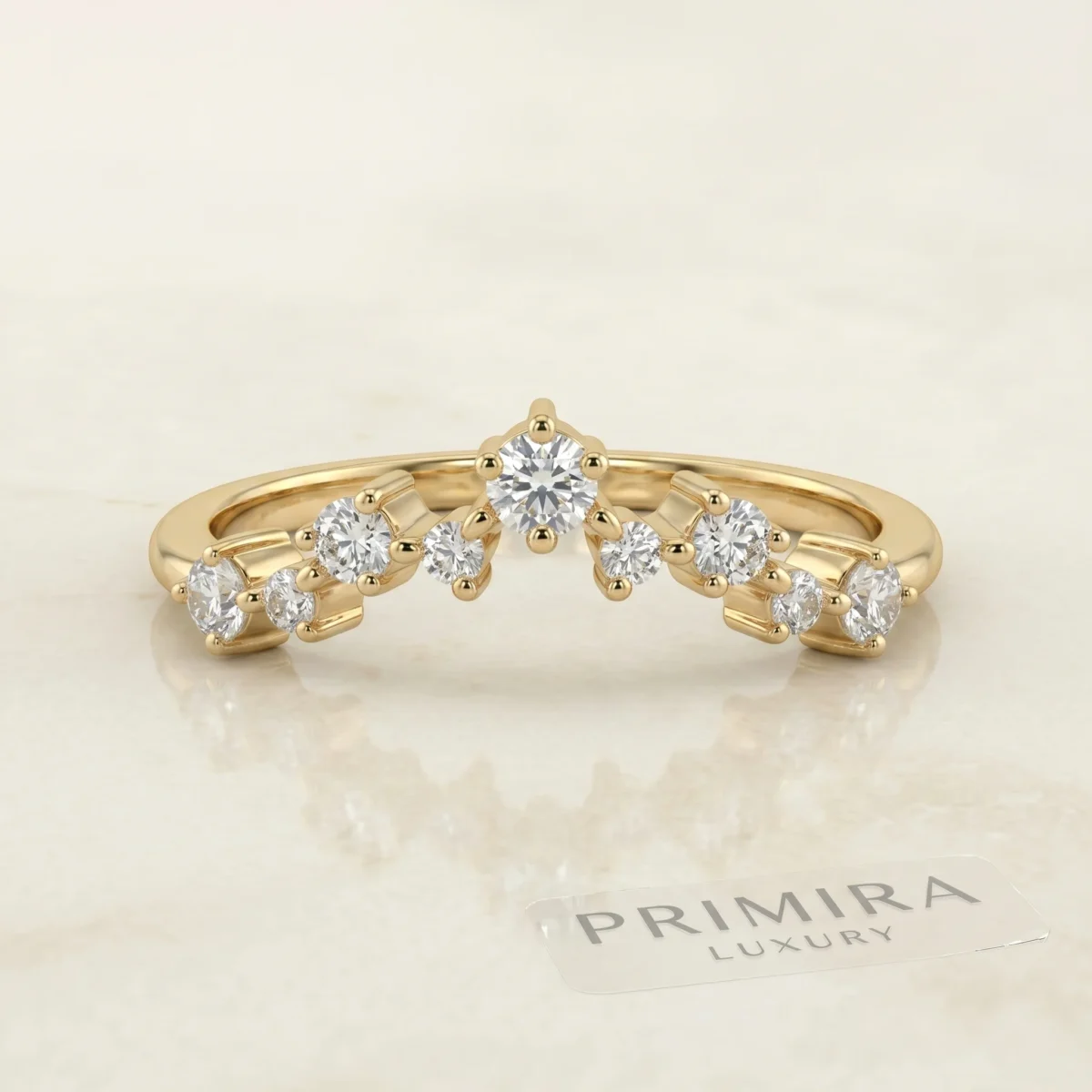 Regal Halo 0.25 Carat Round White Diamond Tiara Ring Online | Primira Luxury