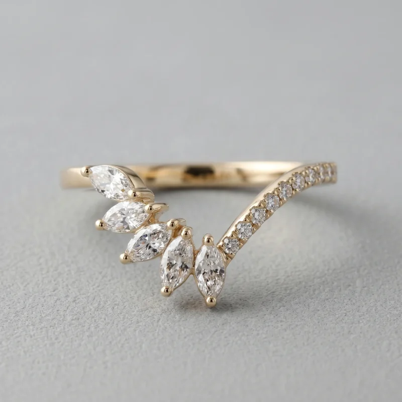 Golden Halo 1 Carat Marquise White Diamond Tiara Ring