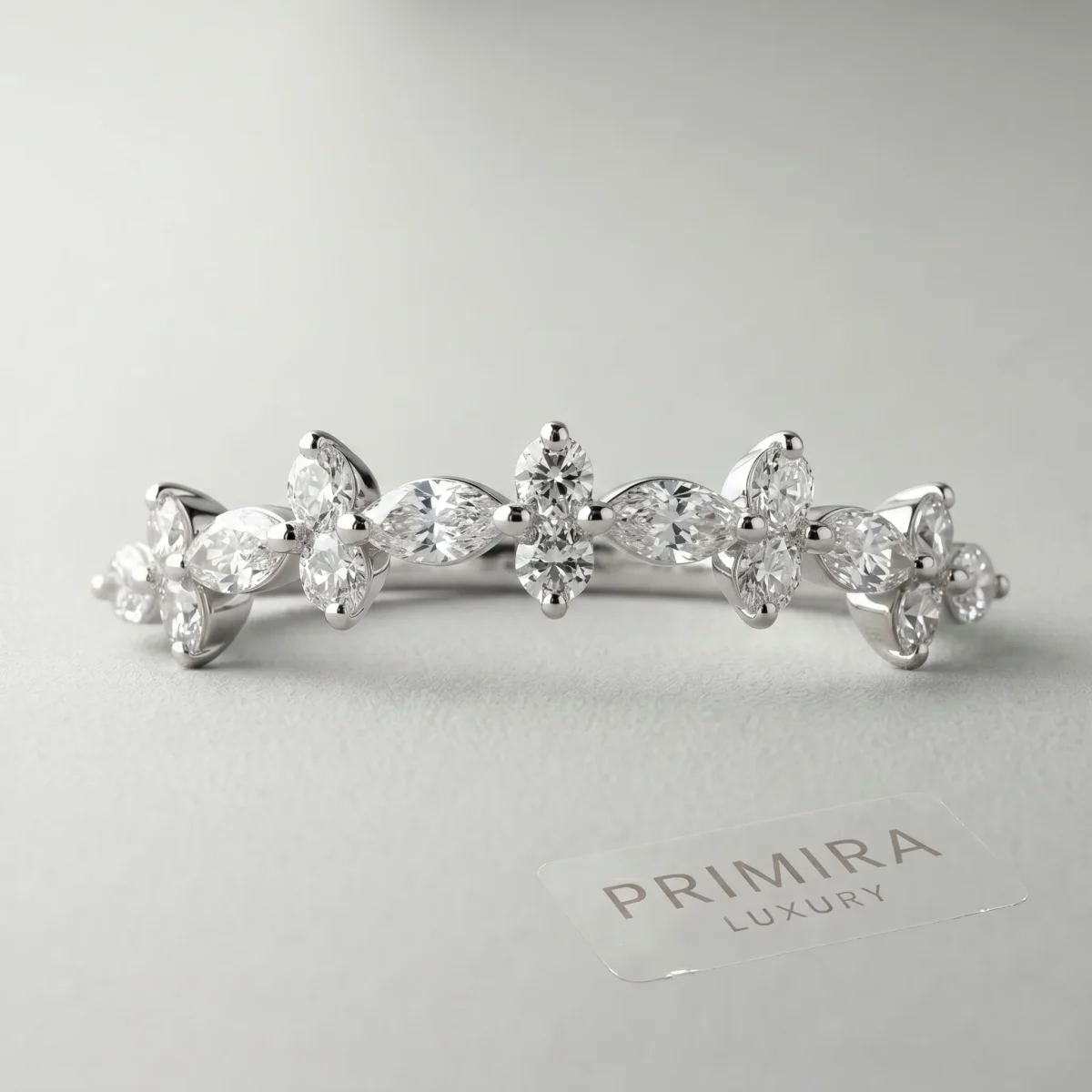 Marquise Radiance 0.5 Carat White Diamond Curved Ring Online | Primira Luxury