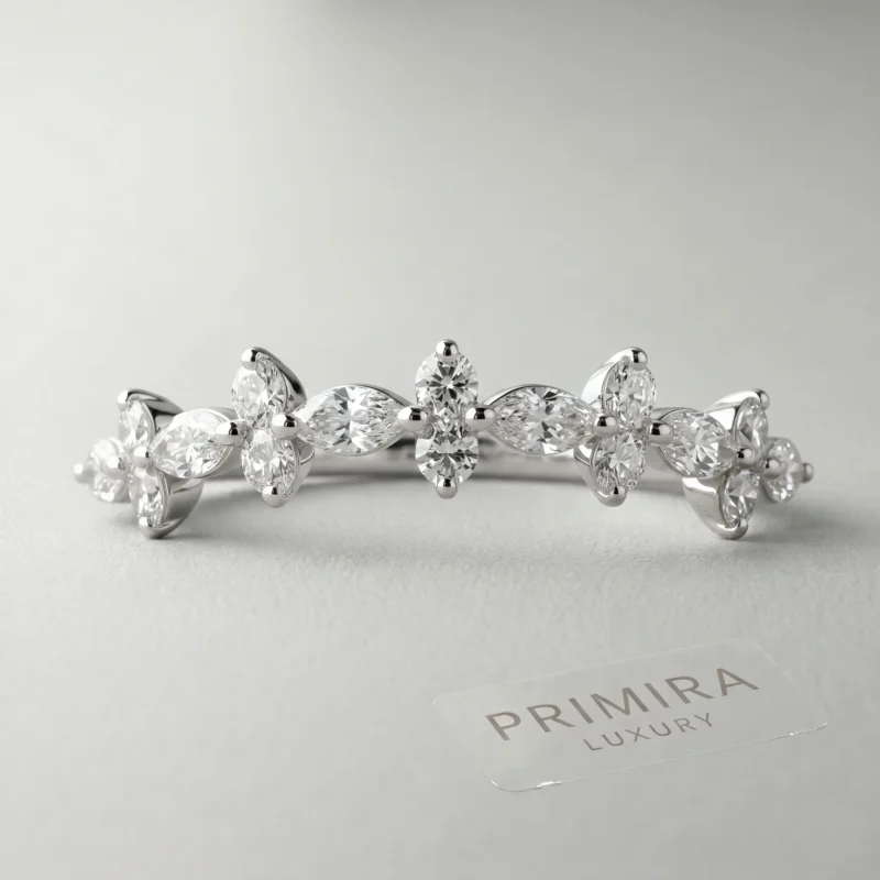 Marquise Radiance 0.5 Carat White Diamond Curved Ring