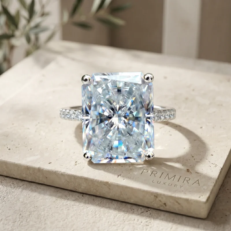 Lustre of Love 10.5 Carat Radiant White Pave Engagement Ring