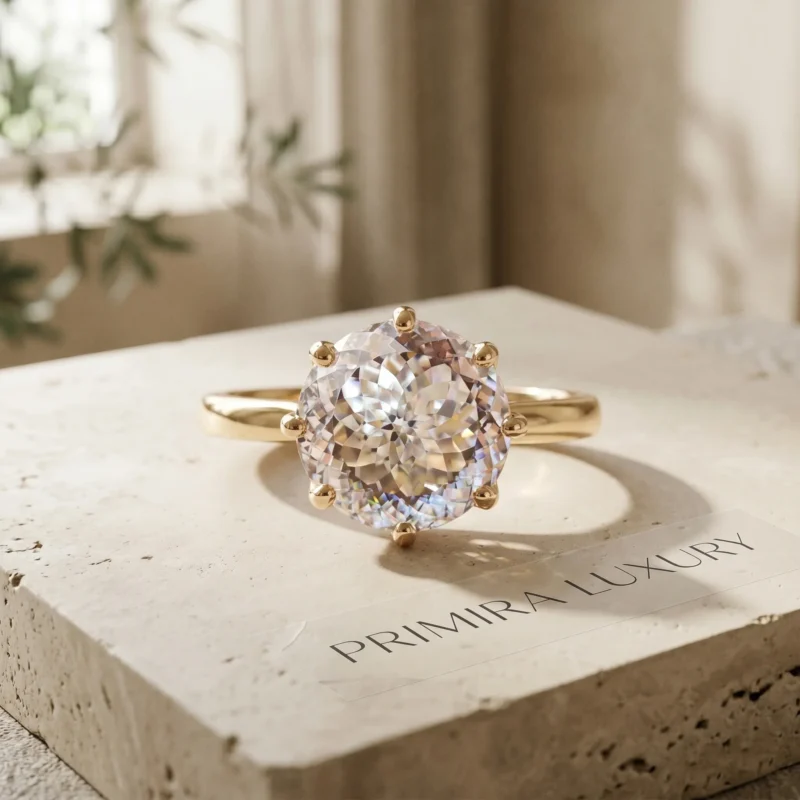 Eternal Tulip – 3 Carat Portuguese White Solitaire Ring