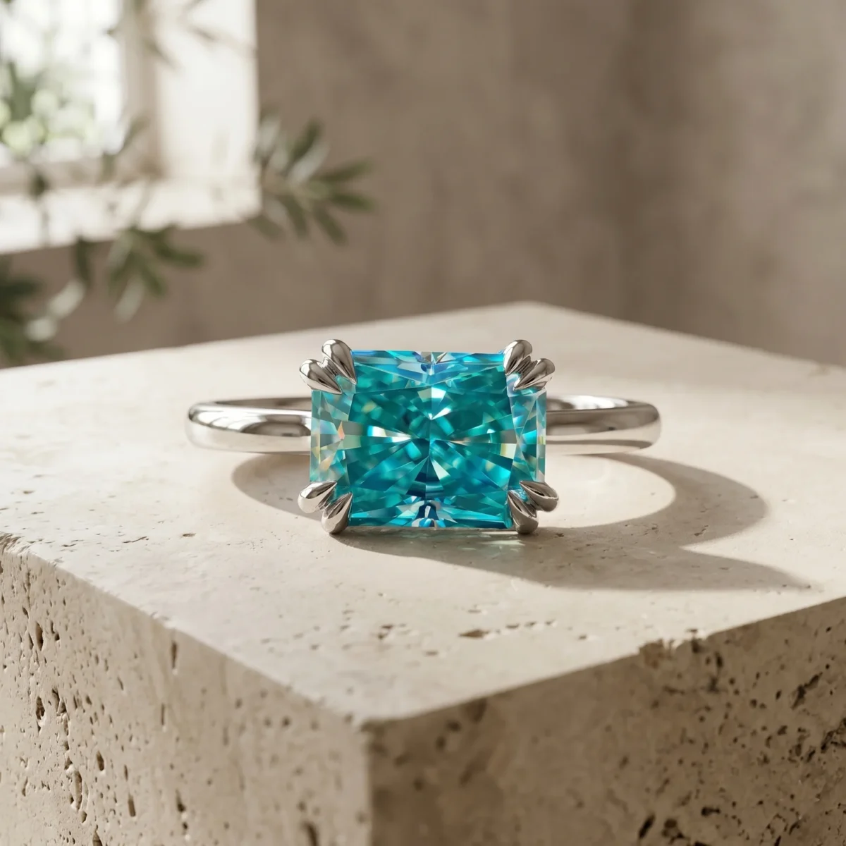 rng-eng-mos-24-dr30 (1) East-West 2 Carat Radiant Fancy Blue Solitaire Ring Online | Primira Luxury