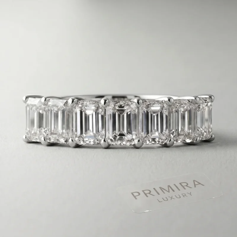 Emerald 1.5 Carat White Diamond Wedding Band – Emerald Elegance