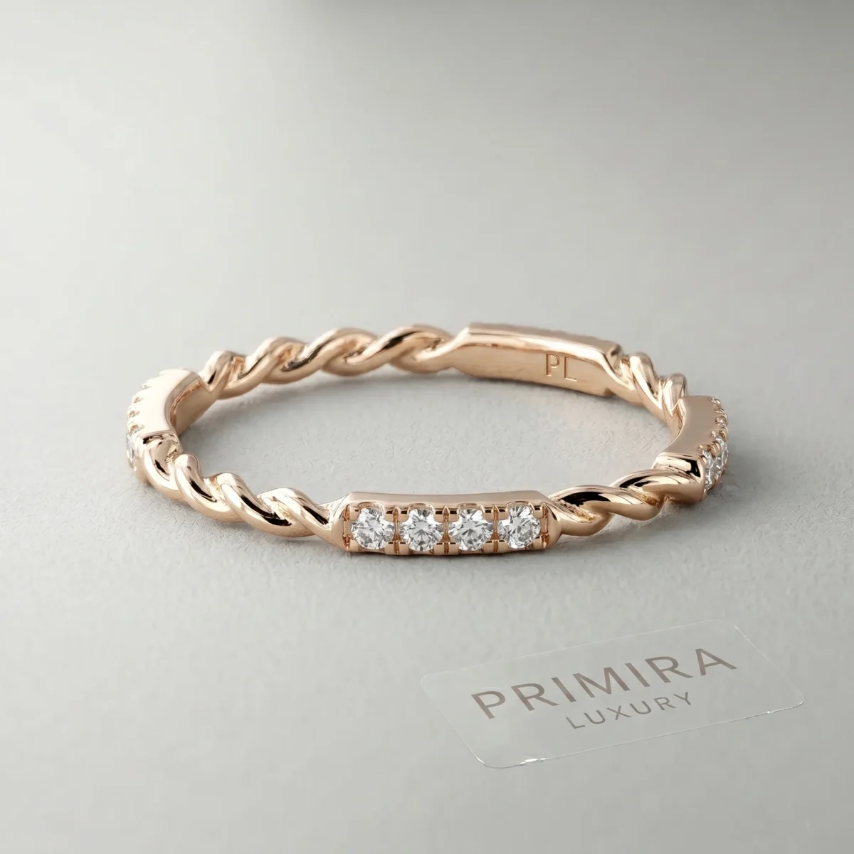 0.25 Carat Round White Diamond Twisted Wedding Band – Braided Elegance Online | Primira Luxury