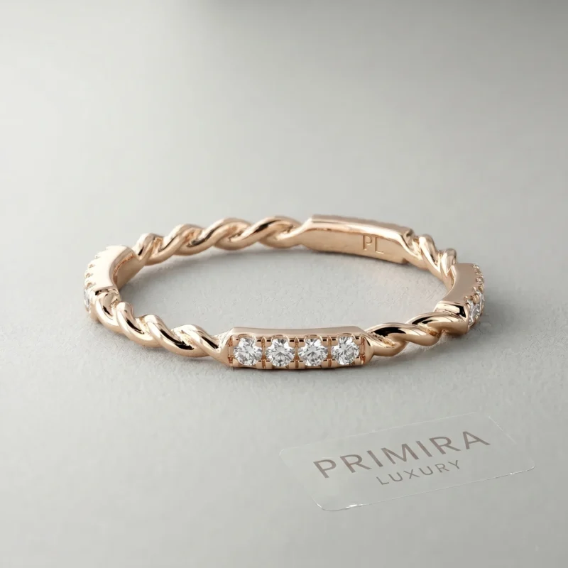 0.25 Carat Round White Diamond Twisted Wedding Band – Braided Elegance