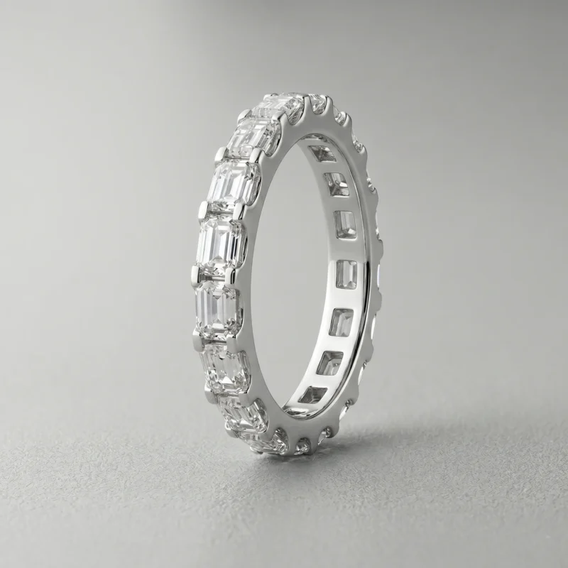 1.5 Carat Emerald Cut White Diamond Eternity Band