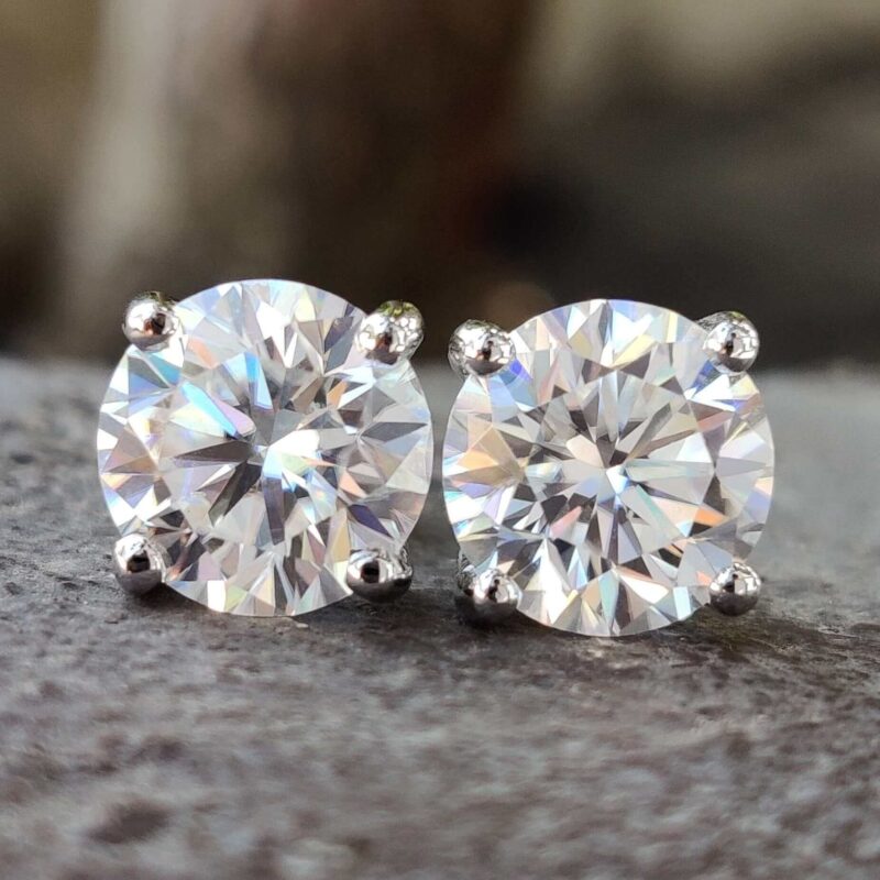 Brilliant Eternity Round Stud Earrings – 3.64 TCW – View 1