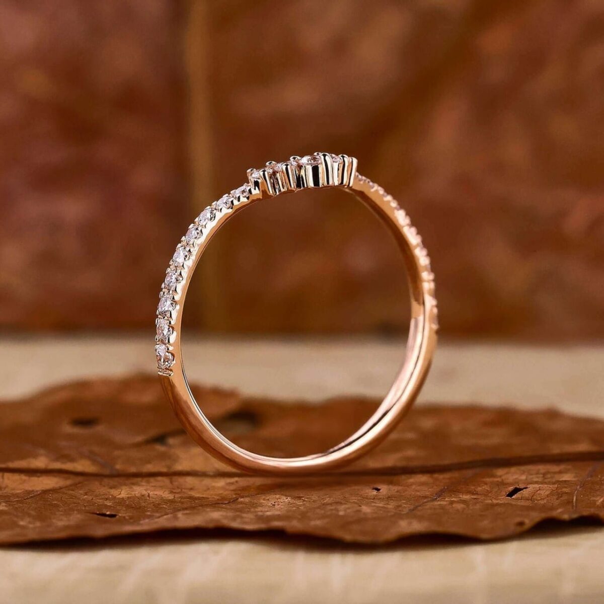 Chevron Sparkle Half Eternity Diamond Band – View 2