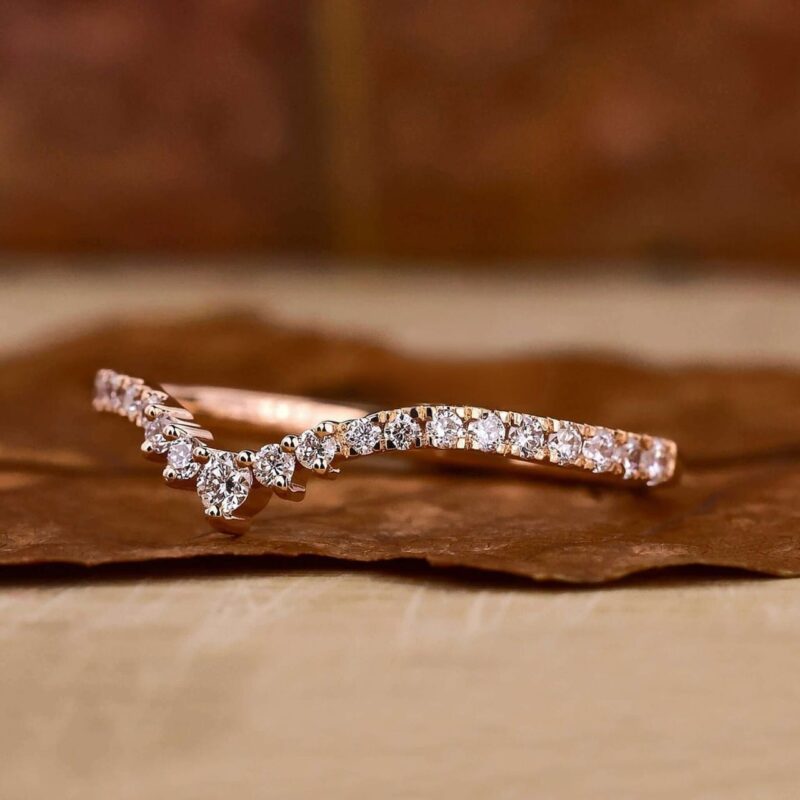 Chevron Sparkle Half Eternity Diamond Band – View 7