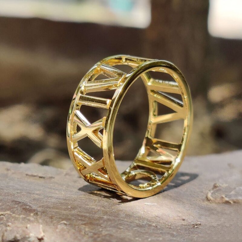Eternal Date Custom Roman Numeral Wedding Band – View 1