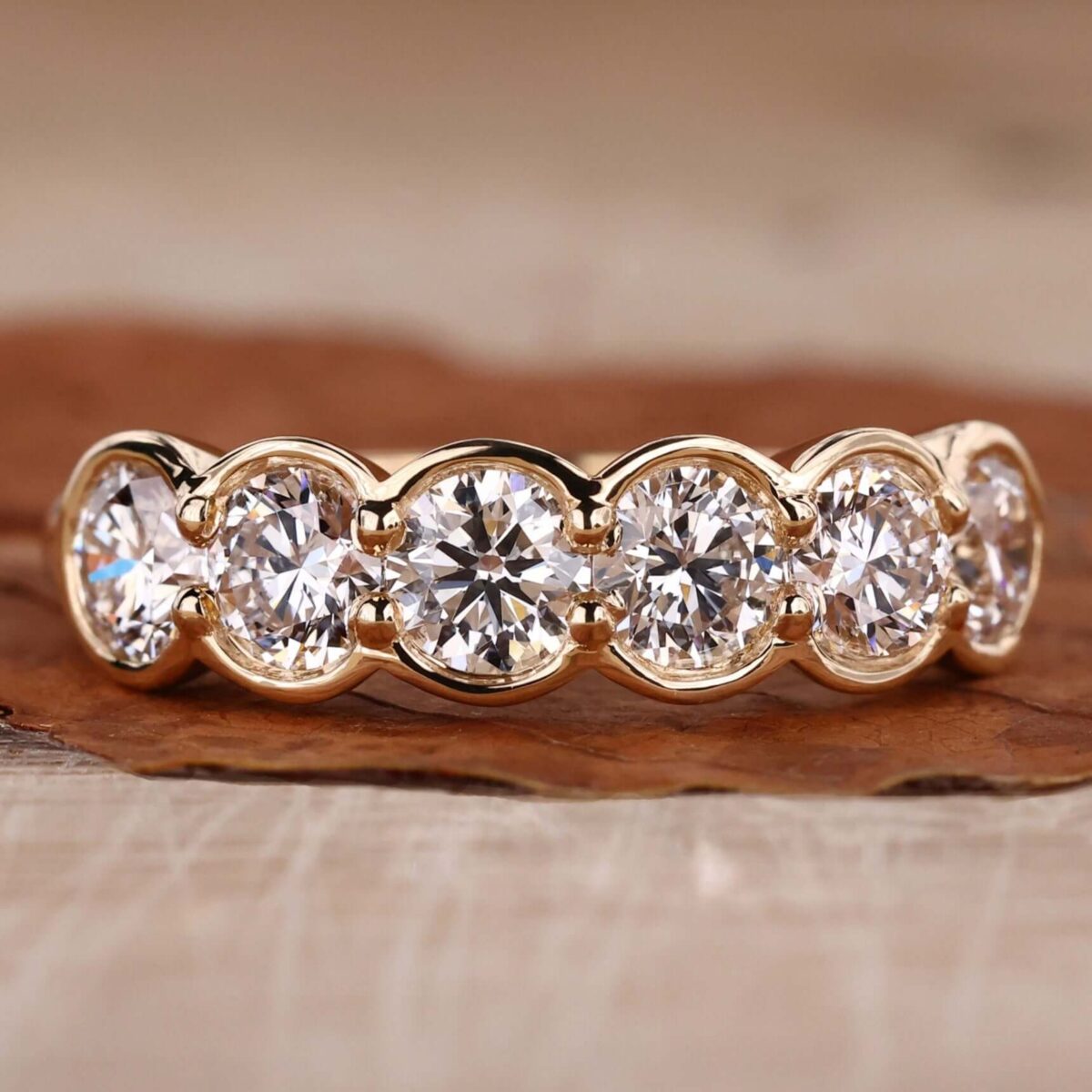 Eternal Radiance Six-Stone Bezel Set Diamond Band – View 1