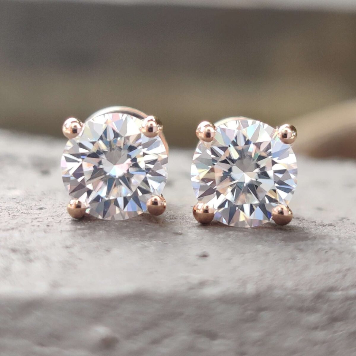 Eternal Spark Round Brilliant-Cut Basket Studs – View 1