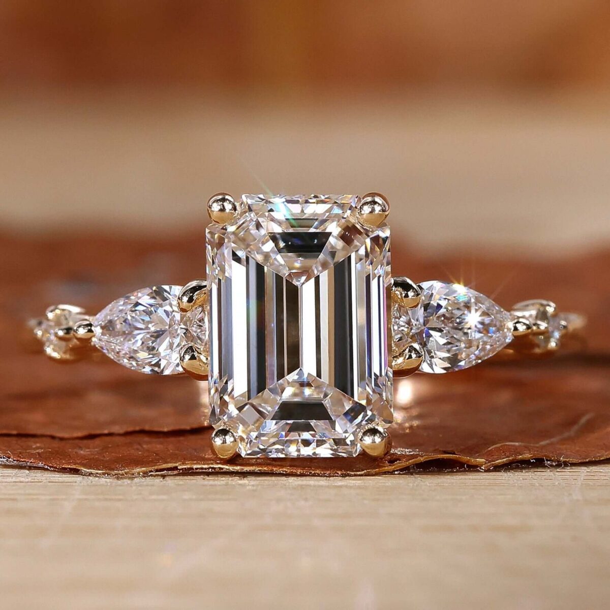 Emerald Cascade Three-Stone Ring – View 1