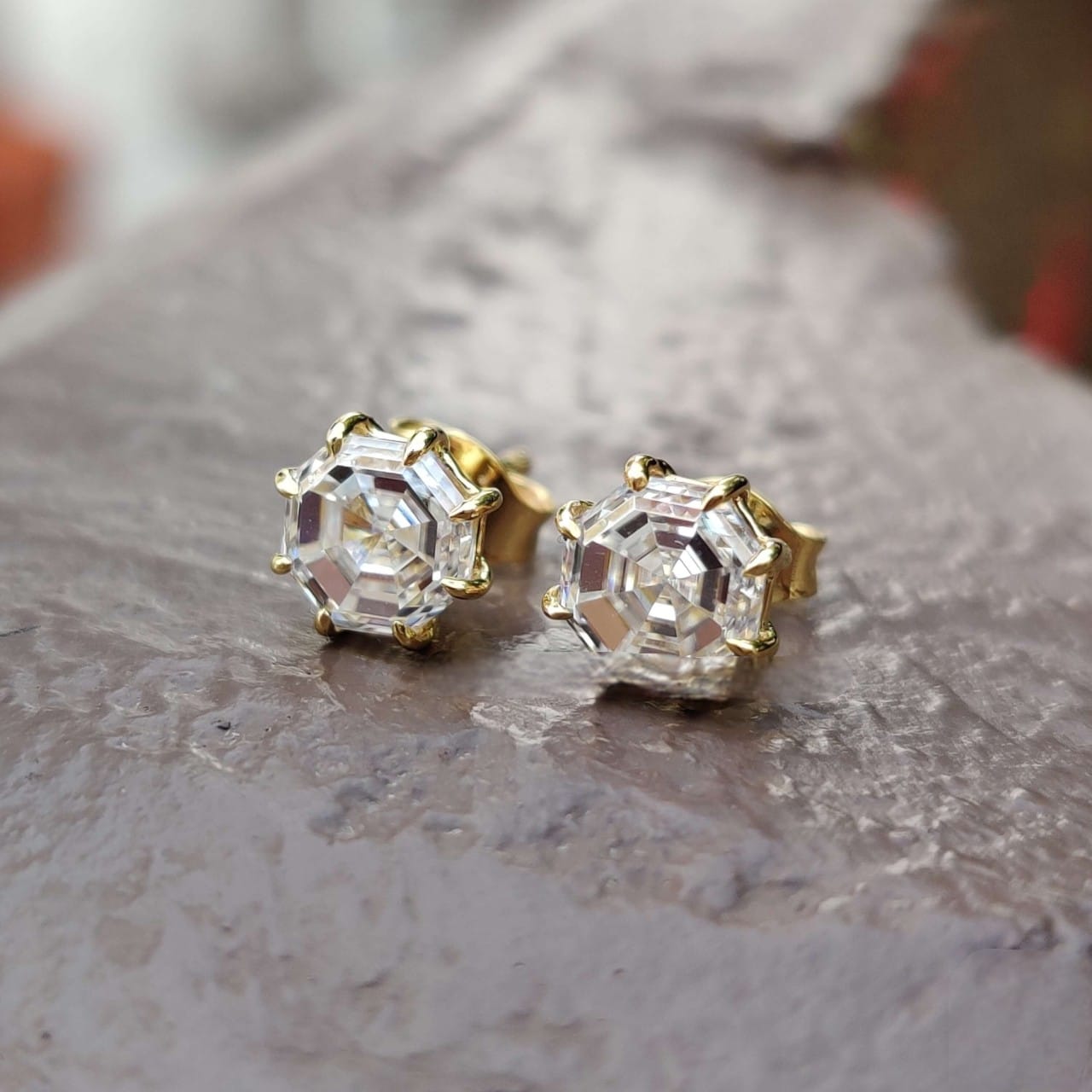 Geometric Grace Octagon Stud Earrings – 2.53 TCW – View 1