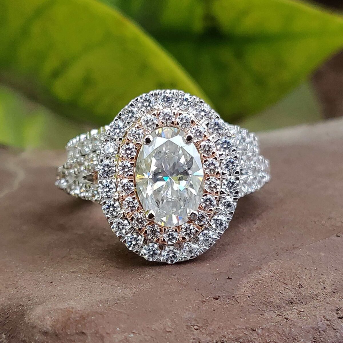 1.59 CT Halo Embrace Oval Bridal Set – View 1