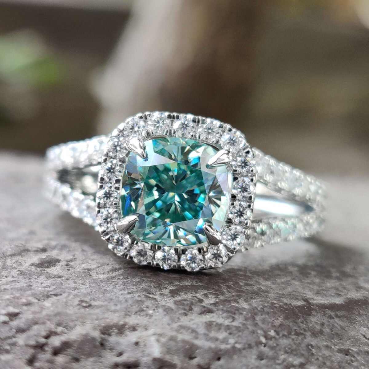 Harmony Cushion Split Shank Halo Ring – View 1
