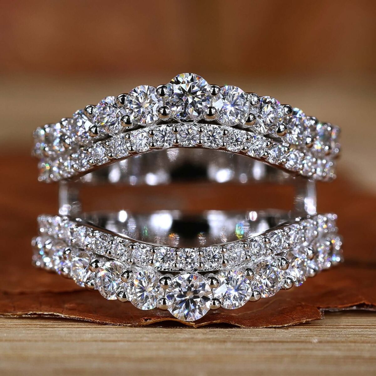 Diamond Halo Engagement Ring Wrap – View 1