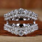 Lab Grown 3.5 Carat Round White Diamond Halo Wrap Ring Diamond Halo Engagement Ring Wrap – View 1