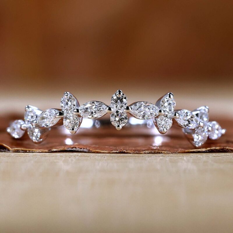 Marquise Radiance Curved Diamond Band – View 3