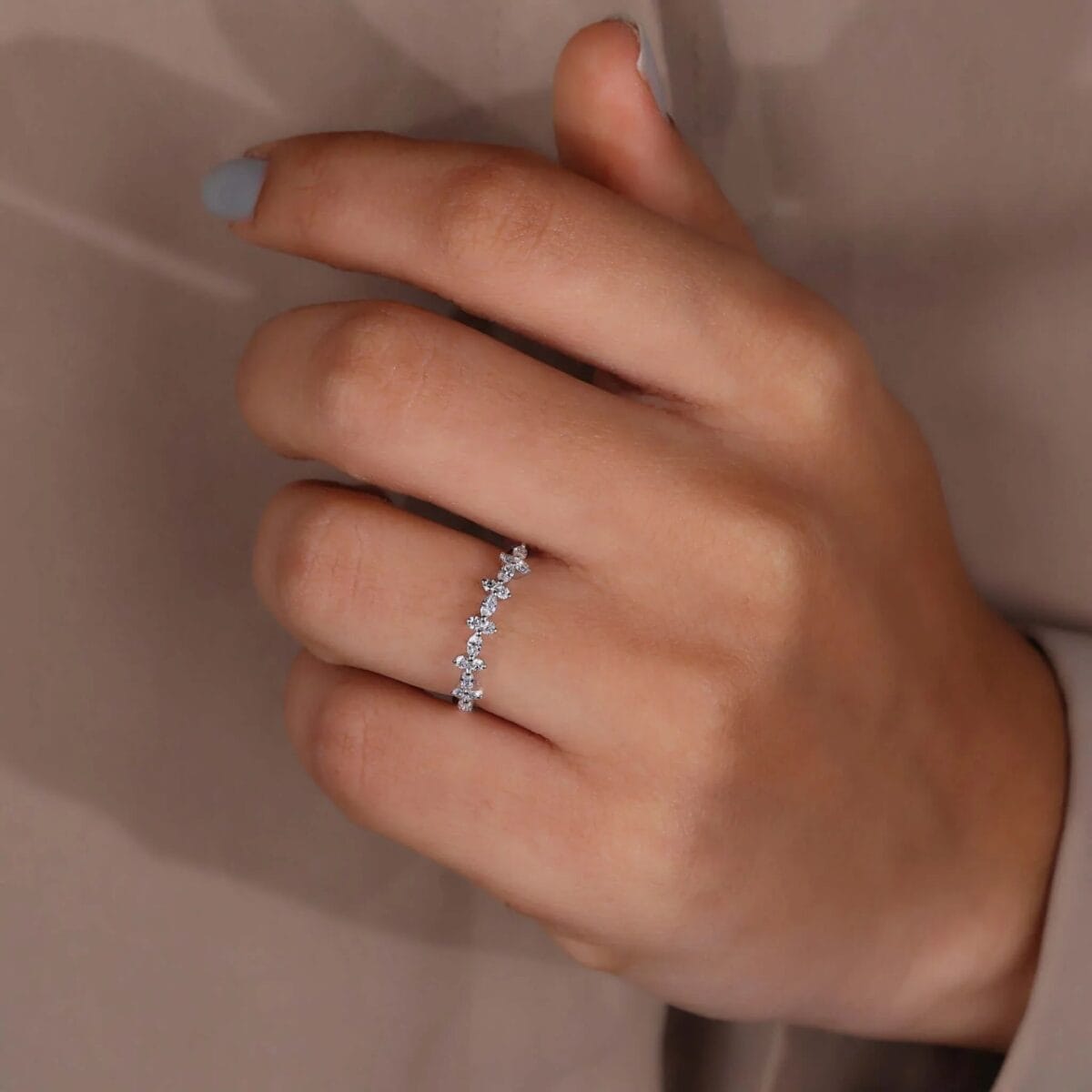 Marquise Radiance Curved Diamond Band – View 1